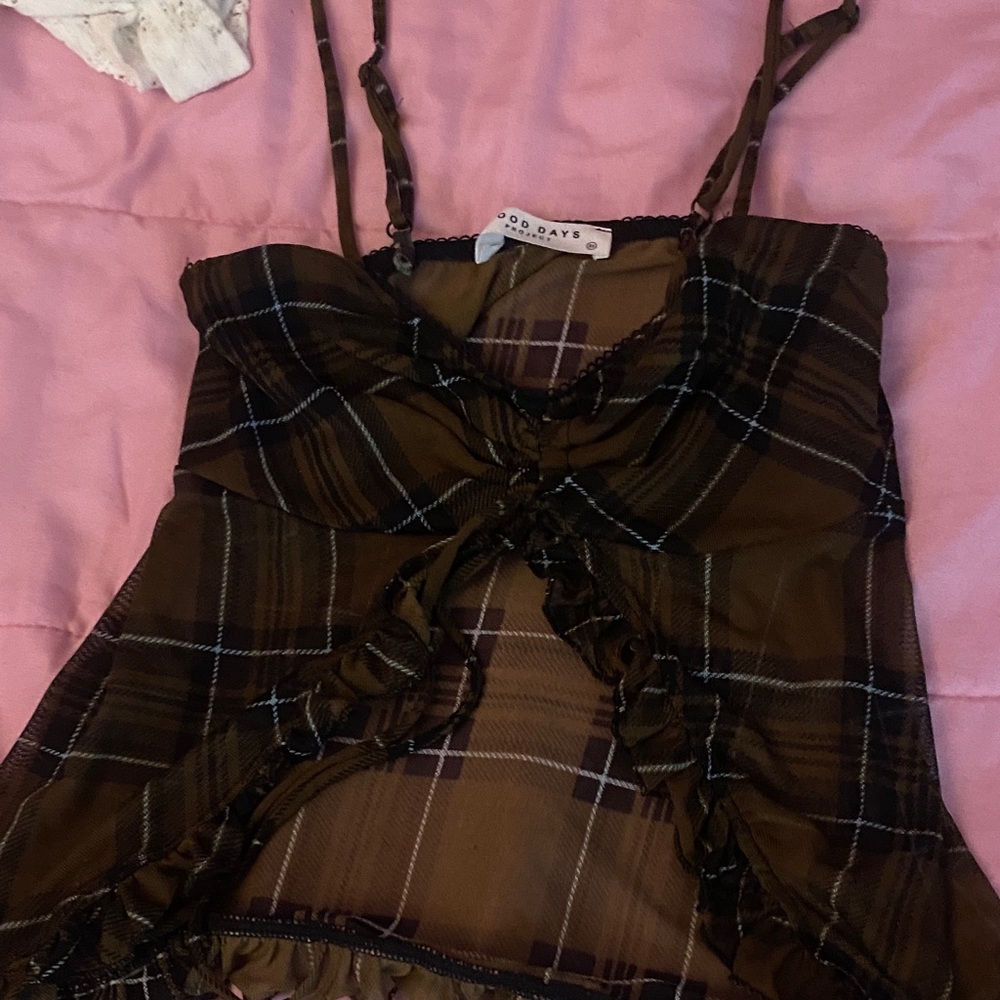 Plaid Brown Crop Top